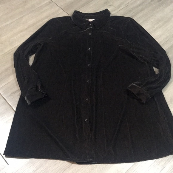 J.Jill Brown Velvet Button Front Long Sleeve Tunic         Size M - Picture 6 of 11